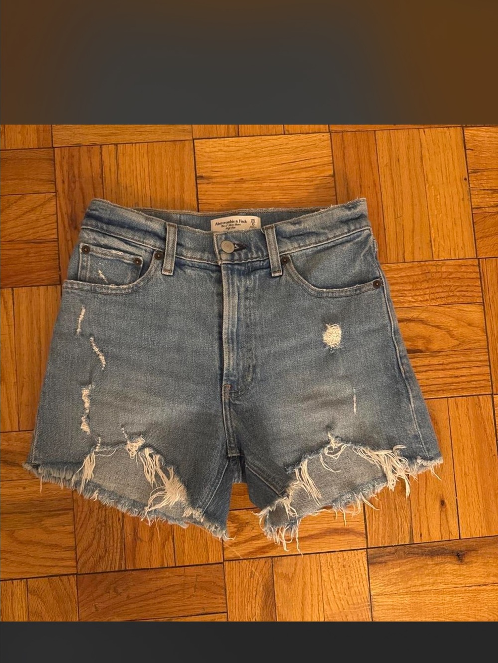 Abercrombie & Fitch Light Blue Distressed Denim Shorts